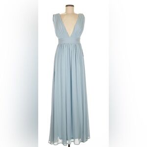 NWT Love X Design Athen Plunging V-neck Maxi Dress in Light Blue-Size Large